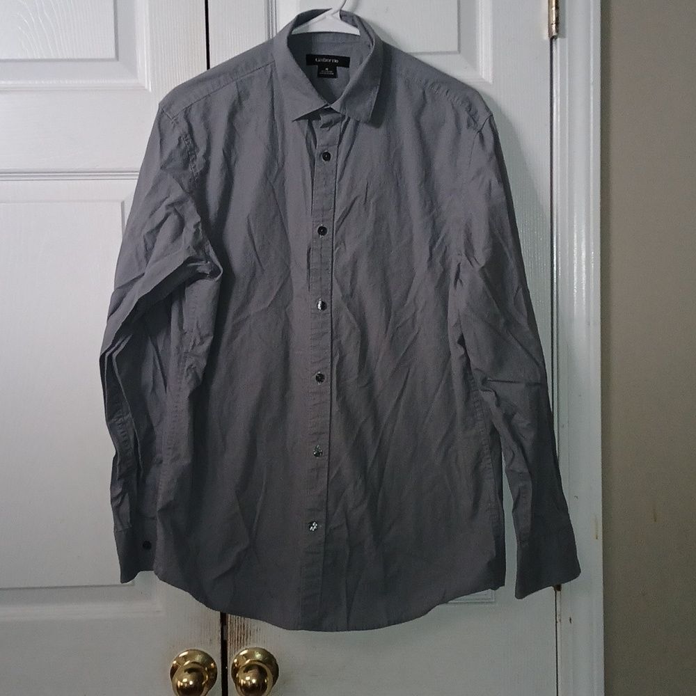 Claiborne gray long sleeve button down business casual shirt Sz M EUC